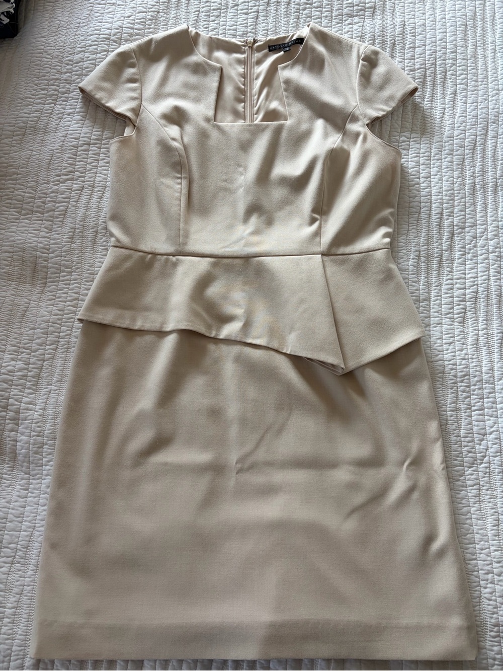 ANTONIO MELANI Cream Peplum Midi Dress